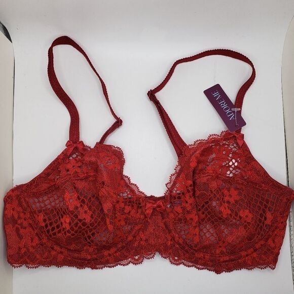 Adore me red lace see through underwire bra 32C NWT - Picture 7 of 7